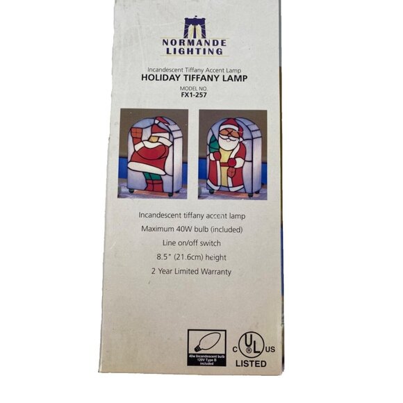 Christmas Stained Glass Santa Claus Tiffany Style Accent Lamp Style FX1-257 NOS - Picture 14 of 16
